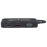 Manhattan 152600 USB Adapter [1x USB-C stekker - 1x DVI-bus 24+5-polig, DisplayPort bus, HDMI-bus, VGA-bus] Zwart 8.00 cm - thumbnail