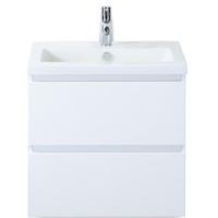 Vogue Badmeubelset 60 cm - Greeplijst in Kleur - Wit Hoogglans - Keramische Wastafel Wit 1 Kraangat - thumbnail