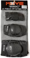 Move Beschermset voor kinderen - 3-pack basic black - zwart - driedelige set met pols elleboog en kniebeschermers - thumbnail