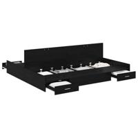 Opbergbedframe met lade Zwart eiken 180 x 200 cm Bewerkt hout - thumbnail