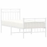 Bedframe met hoofd- en voeteneinde metaal wit 75x190 cm - thumbnail