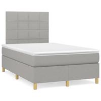 Boxspring met matras stof lichtgrijs 120x190 cm - thumbnail