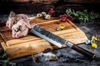 Coltello da cucina - FORGIATO - SEBRA - Acciaio giapponese 440C - Manico in legno di Dalbergia - L 17,5 cm - thumbnail