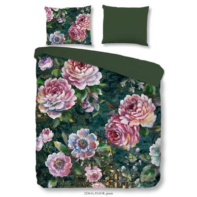 Good Morning Dekbedovertrek "bloemen" - Groen - (200x200/220 cm) - Katoen