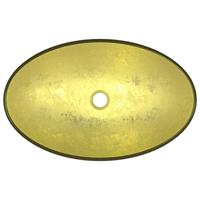 VidaXL Wasbak 54,5x35x15,5 cm gehard glas goudkleurig - thumbnail