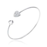 LGT JWLS Bangle Armband met Harten - Zilveren Coating - thumbnail