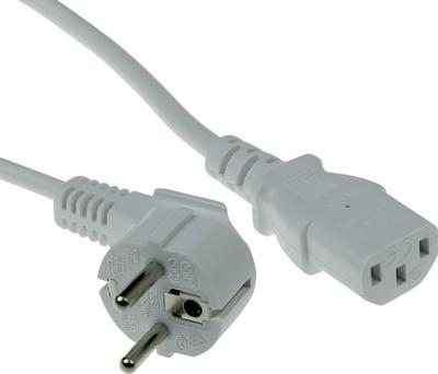 ACT AK5402 Stroomkabel Randaarde Stekker Schuko CEE7/7 male (haaks) | C13 | Wit | 1 meter