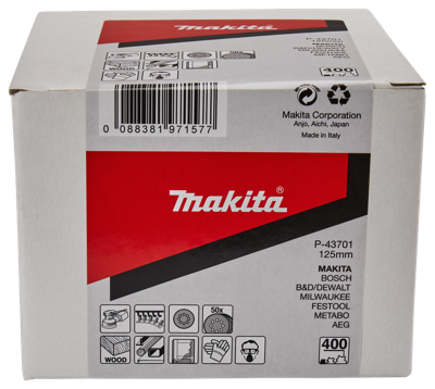 Makita Accessoires Schuurschijf 125mm K400 Red Velcro - P-43701 - P-43701