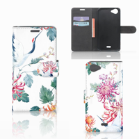 Wiko Rainbow Jam Telefoonhoesje met Pasjes Bird Flowers - thumbnail
