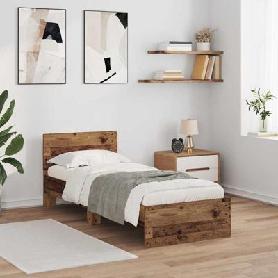 Bedframe met hoofdeinde Oud Hout 75 x 190 cm Bewerkt hout