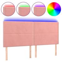 Hoofdbord LED 160x5x118/128 cm fluweel roze - thumbnail