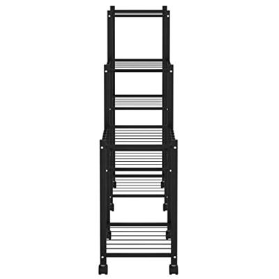 Bloemenstandaard met wielen 83x25x83,5 cm ijzer zwart