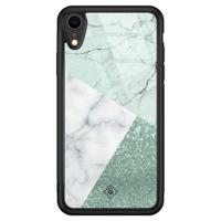 iPhone XR glazen hardcase - Minty marmer collage - thumbnail