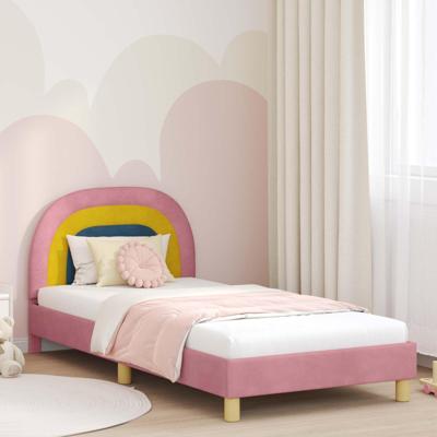 Bedframe voor kinderen met hoofdbord Roze 80 x 200 cm Fluweel Bedframe voor kinderen met hoofdbord Roze 80 x 200 cm Fluweel