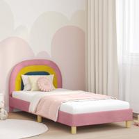 Bedframe voor kinderen met hoofdbord Roze 80 x 200 cm Fluweel - thumbnail