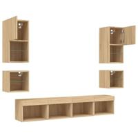8-delige Tv-wandmeubelset met LED bewerkt hout sonoma eiken - thumbnail