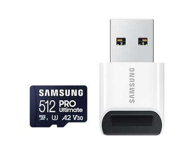 Samsung Pro Ultimate microSD card 512GB + USB-adapter Micro SD-kaart Blauw - thumbnail