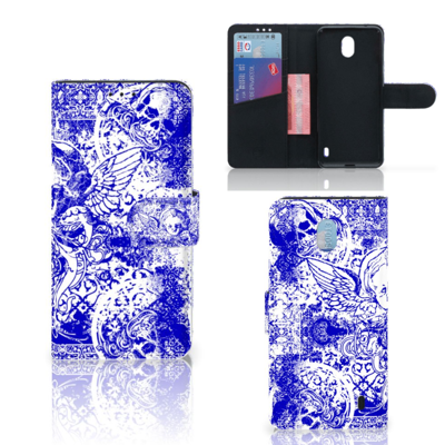 Telefoonhoesje met Naam Nokia 1 Plus Angel Skull Blauw Telefoonhoesje met Naam Nokia 1 Plus Angel Skull Blauw