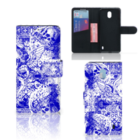 Telefoonhoesje met Naam Nokia 1 Plus Angel Skull Blauw - thumbnail