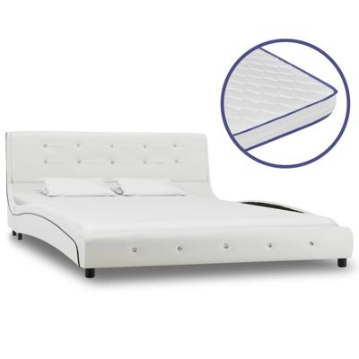 Bed met traagschuim matras kunstleer wit 140x200 cm