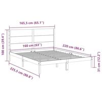 Bedframe extra lang zonder matras massief hout 160x220 cm - thumbnail