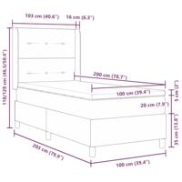 Boxspringbed met matras en LED stof lichtgrijs 100x200 cm - thumbnail