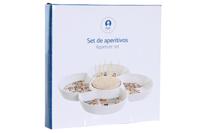 Set voor voorgerechtjes DKD Home Decor Rood Blauw Wit Keramiek 22 x 22 x 7 cm Mediterrane Huizen - thumbnail