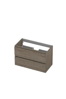 Onderkast INK 2 laden greeploos met houten keerlijst 80 cm x 40 cm x 52 cm Greige eiken 1257019