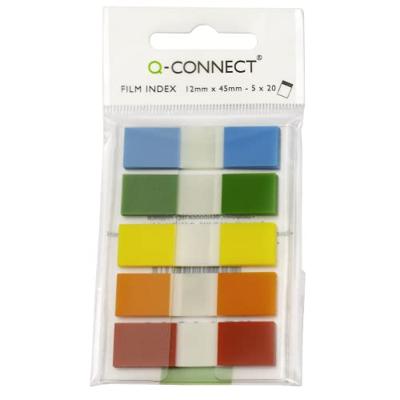 Q-CONNECT index mini, ft 12,5 x 45 mm, 5 x 20 tabs, geassorteerde kleuren