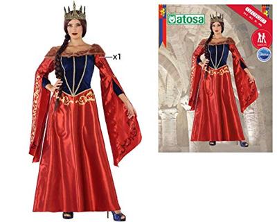 Kostuums voor Volwassenen 113916 Rood Marineblauw Middeleeuwse Koningin - Maat: XS/S - Maat: XS/S