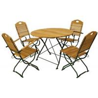 Bistroset 5-delig inklapbaar met 2 leuningen ⌀ 100 cm - groen frame - thumbnail