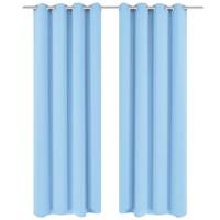 Gordijnen met metalen ringen verduisterend 135x175 turquoise 2 st - thumbnail