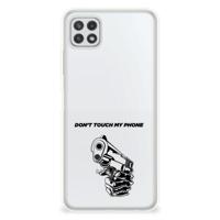 Samsung Galaxy A22 5G Silicone-hoesje Gun Don't Touch My Phone - thumbnail