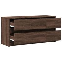 Tv-meubel met LED 100x34x50 cm bewerkt hout bruin eikenkleurig - thumbnail