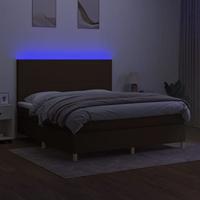 Boxspring met matras en LED stof donkerbruin 180x200 cm - thumbnail