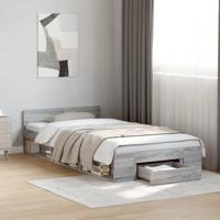 Bedframe met lade bewerkt hout grijs sonoma eiken 75x190 cm - thumbnail