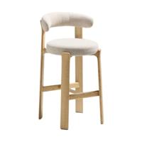 Kave Home Granite barkruk H75 chenille Beige/naturel - thumbnail