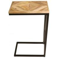 Mason bijzettafel mangohout blad met stalen frame 42x28x67 cm - thumbnail