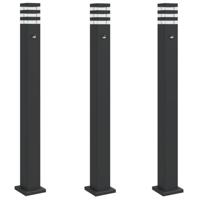VidaXL Vloerlampen voor buiten 3 st met sensor 110 cm aluminium zwart - thumbnail