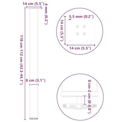 Bartafelpoten 4 st 110-112 cm staal wit
