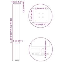 Bartafelpoten 4 st 110-112 cm staal wit - thumbnail