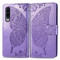 Butterfly Love bloemen reliëf horizontale Flip lederen case voor Huawei P30 met houder & kaartsleuven & portemonnee & Lanyard (licht paars) - thumbnail