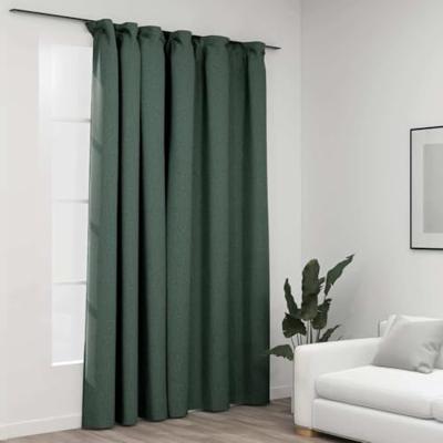 VidaXL Gordijn linnen-look verduisterend met haken 290x245 cm groen VidaXL Gordijn linnen-look verduisterend met haken 290x245 cm groen