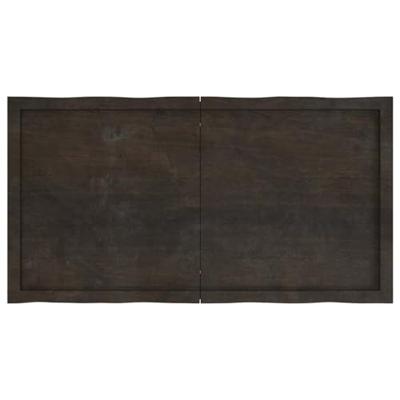 Tafelblad natuurlijke rand 120x60x(2-4)cm eikenhout donkerbruin