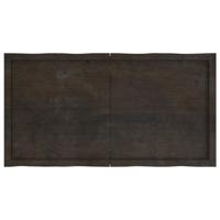 Tafelblad natuurlijke rand 120x60x(2-4)cm eikenhout donkerbruin - thumbnail