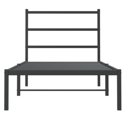 Bedframe met hoofdbord metaal zwart 90x190 cm