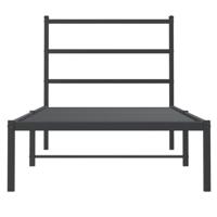 Bedframe met hoofdbord metaal zwart 90x200 cm - thumbnail