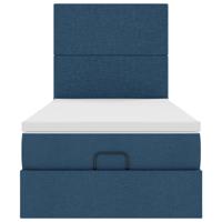 Ottoman bed met matras en LED's 90x190cm stof blauw - thumbnail