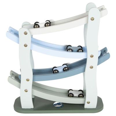 Small Foot - houten autobaan blauw met 4 auto's