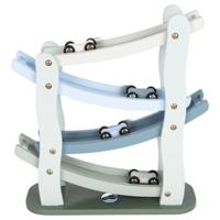 Small Foot - houten autobaan blauw met 4 auto's - thumbnail